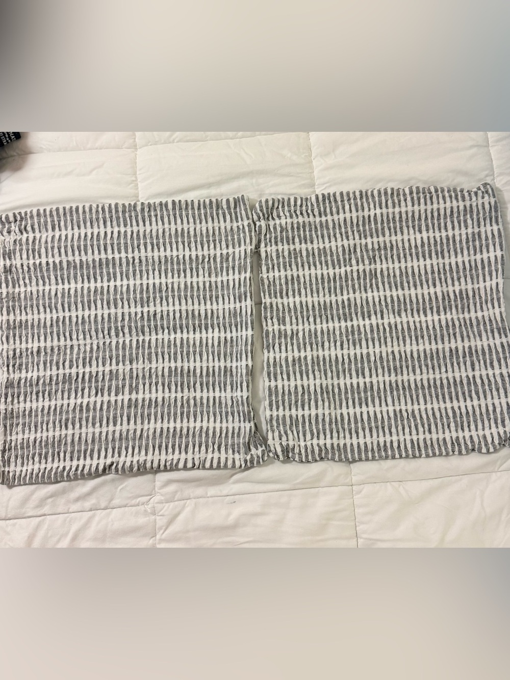 Haven Decorative pillow covers (2) gray/white textured 18"X 16"